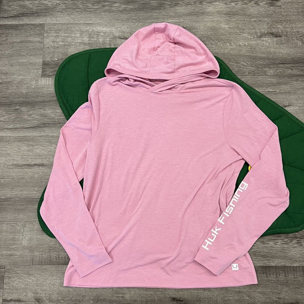 Huk Fishing Womens Medium Pink Waypoint Hoodie Moonlight Mauve UPF 30